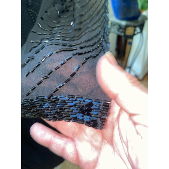 Women's vintage STENAY Black Beaded Dress Size 12 - Picture 8 of 9